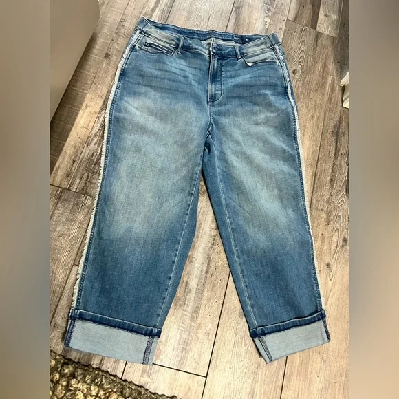 J. Jill Denim Womens Jeans Size 16 high rise ankle crop fringe raw seam - Picture 1 of 5